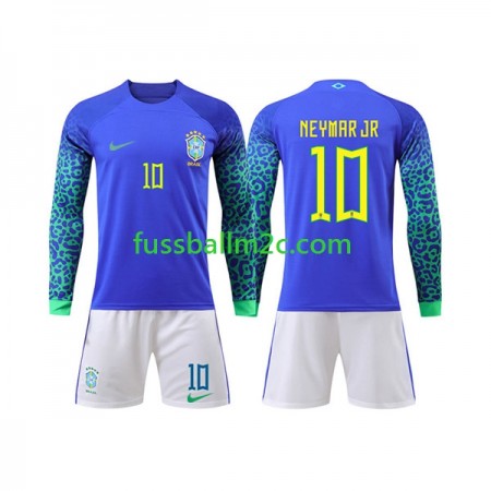 Fußballtrikots Brasilien Neymar Jr 10 Kinder Auswärts Trikotsatz WM 2022 Langarm Fußballtrikots Brasilien Neymar Jr 10 Kinder Auswärts Trikotsatz WM 2022 Langarm